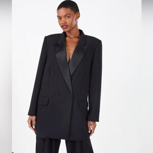 BCBGMaxAzria Black Double-breasted tuxedo blazer S